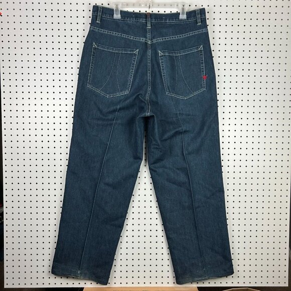 Vokal Y2K Double Knee Jeans‎ 36x32 Cybe Punk Blue Streetwear Skate Baggy 90s - Picture 4 of 8